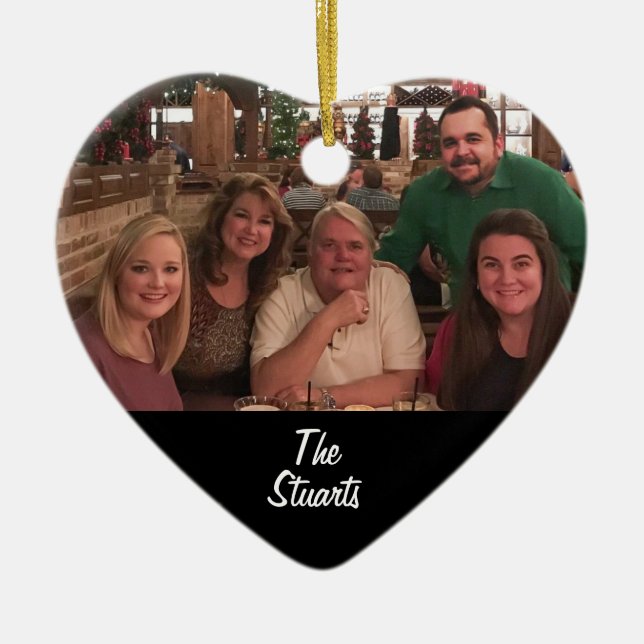 Anpassningsbar 2-sidig, enkel, svart familjefollju julgransprydnad keramik (Framsidan)