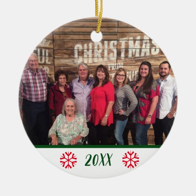 Anpassningsbar 2-sidig familjefopatacitet Snöfling Julgransprydnad Keramik (Framsidan)