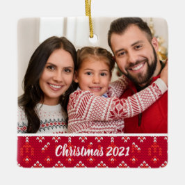 Anpassningsbar 2-sidig familjefoto Nordic jul Cera Julgransprydnad Keramik