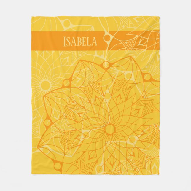 Anpassningsbar 2 Tone Orange Mandala Fleece Blanke (Framsidan)