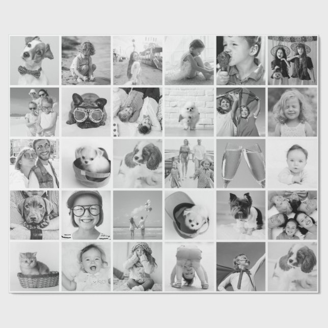 Anpassningsbar 30 Photos Modern Family and Pet Presentpapper (Platt)