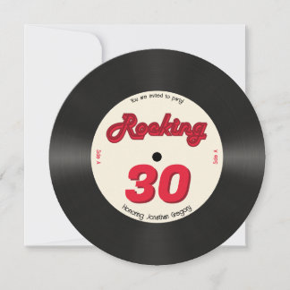 Anpassningsbar 30års födelsedag Retro Music Record Inbjudningar
