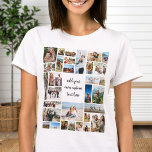 Anpassningsbar 32 Fotokollage T Shirt<br><div class="desc">Gör en egen fotot-skjorta med 32 av dina omhuldade bild-minnen i ett modernt rutnätsfoto i stil med anpassningsbar text.</div>
