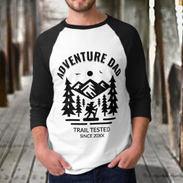 Anpassningsbar 3/4 Svarta och vita Äventyr Pappa T Shirt