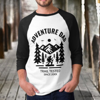 Anpassningsbar 3/4 Svarta och vita Äventyr Pappa T Shirt