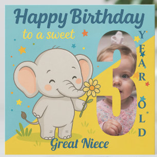 Anpassningsbar 3:e födelsedag Elephant Sweet your Kort