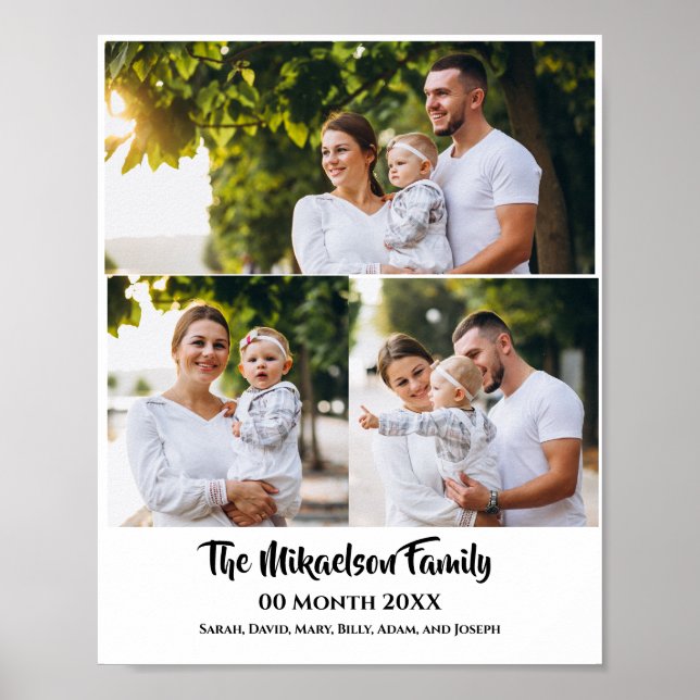 Anpassningsbar 3-familjens fotokollage poster (Framsidan)