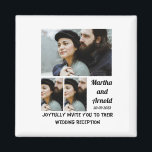 Anpassningsbar 3 för fotokollage magnet<br><div class="desc">Bröllopsmottagning anpassningsbar 3 Fotokollage. Gör en unik bröllopsinbjudan med dina foton och ändra namn och datum med hjälp av den här mallen för bröllop.</div>