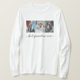 Anpassningsbar 3 Fotokollage Best Grandma Aldrig W T Shirt