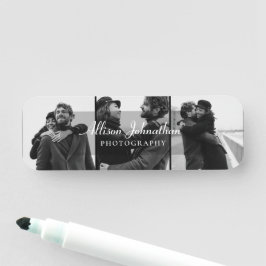 anpassningsbar 3 foton modern skriptfotografi namnbricka