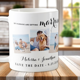 Anpassningsbar 3 Pet Photo Hund Bröllop spara datu Kaffemugg