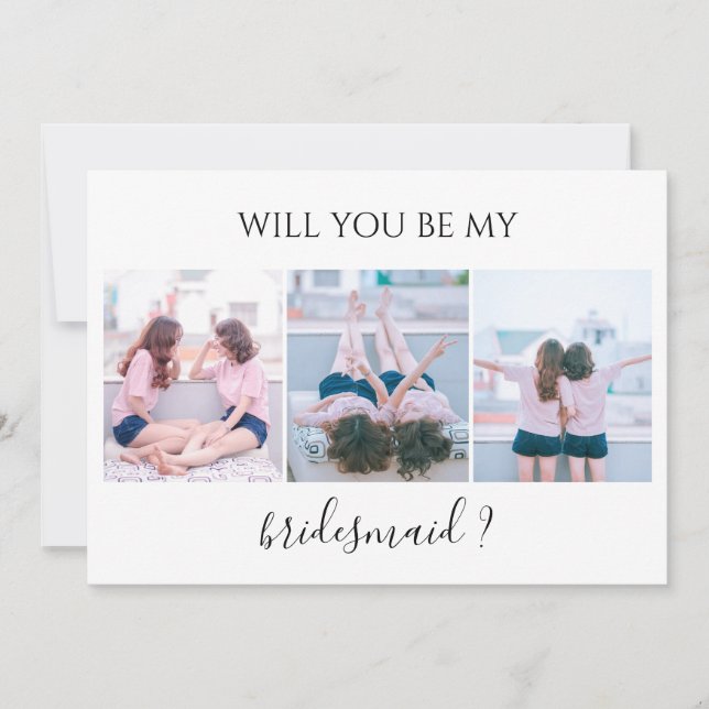 Anpassningsbar 3 Photo blir mitt Bridesmaid-kort Inbjudningar (Framsida)