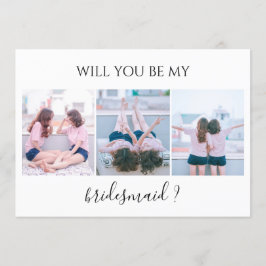 Anpassningsbar 3 Photo blir mitt Bridesmaid-kort Inbjudningar