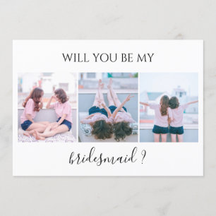 Anpassningsbar 3 Photo blir mitt Bridesmaid-kort Inbjudningar