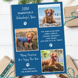 Anpassningsbar 3 Photo Collage Pet-Hund under gran Julkort
