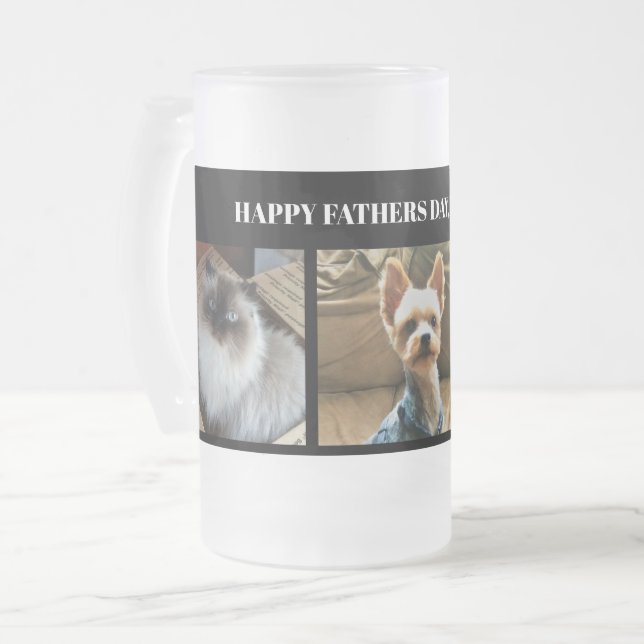 Anpassningsbar 3 Photo Fars dag eller Tillfällen Frostat Ölglas (Framsida vänster)