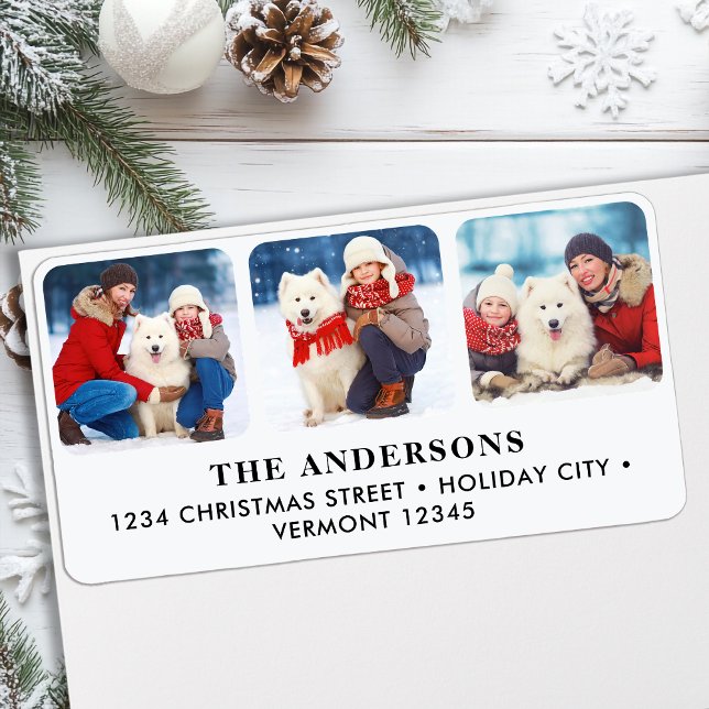 Anpassningsbar 3 Returadress för fotofamiljen Pet- Adressetikett (Skapare uppladdad)