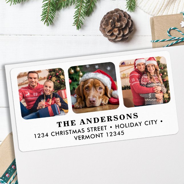 Anpassningsbar 3 Returadress för fotofamiljen Pet- Adressetikett (Skapare uppladdad)