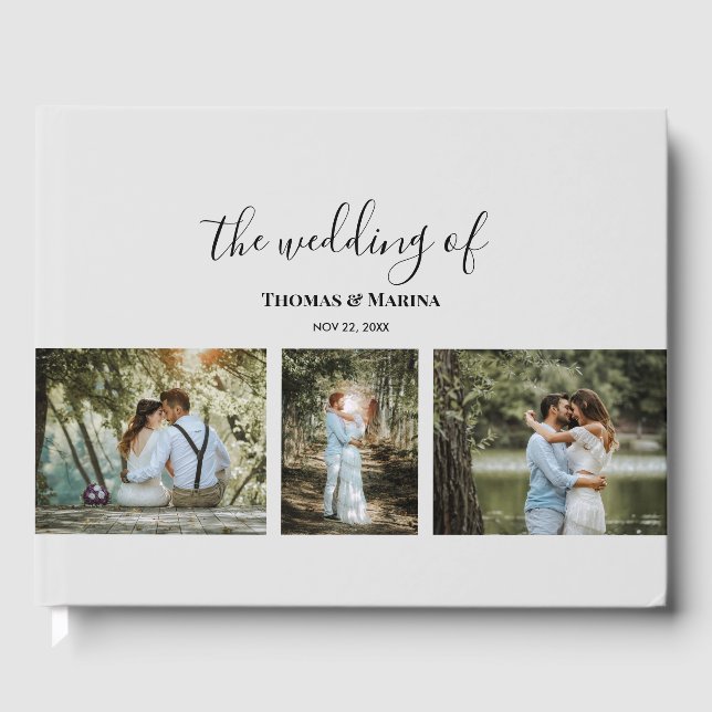 Anpassningsbar 3-sektioner Family Photos Collage B Gästböcker (Framsida)