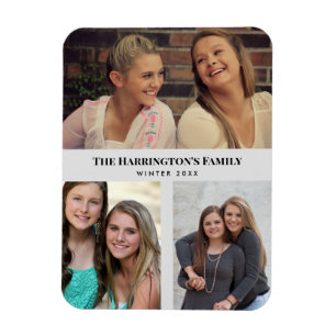 Anpassningsbar 3-sektioner Family Photos Collage G Magnet