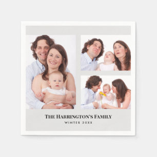 Anpassningsbar 3-sektioner Family Photos Collage G Pappersservett