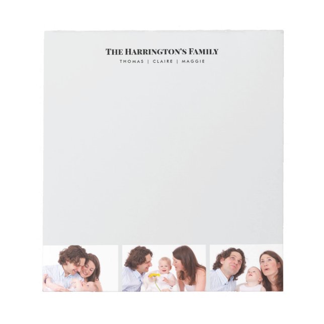 Anpassningsbar 3-sektionerna Family Photo Collage  Anteckningsblock (Framsida)