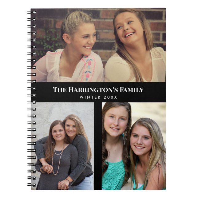 Anpassningsbar 3-sektionerna Family Photo Collage  Anteckningsbok (Framsidan)