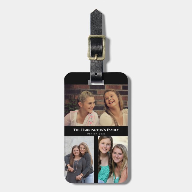 Anpassningsbar 3-sektionerna Family Photo Collage  Bagagebricka (Vertikal Framsida)