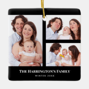 Anpassningsbar 3-sektionerna Family Photo Collage Julgransprydnad Keramik