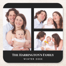 Anpassningsbar 3-sektionerna Family Photo Collage Underlägg Papper Kvadrat