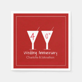 Anpassningsbar 40:e årsdagen för ruby bröllop-glas pappersservett