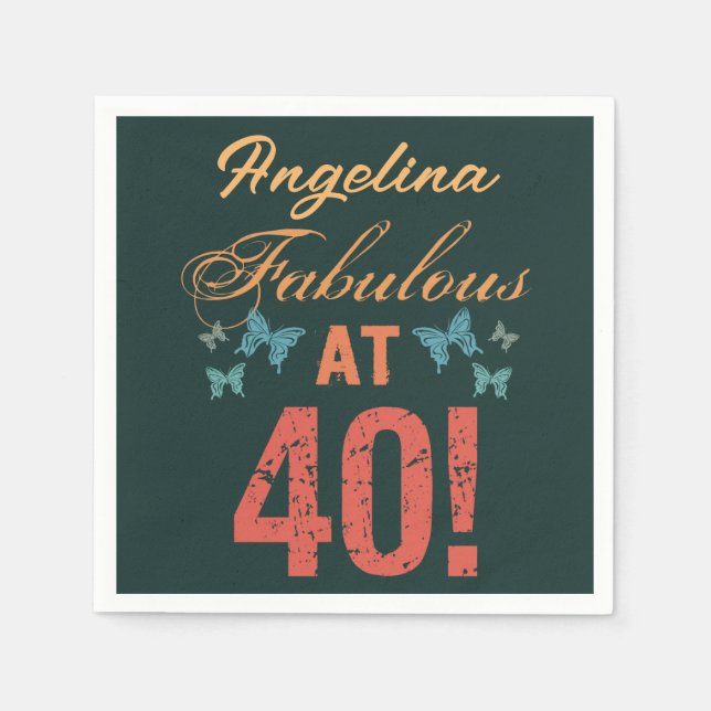Anpassningsbar 40:e födelsedag Fabulous Pappersservett (Framsidan)