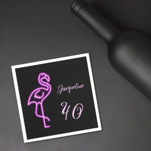 Anpassningsbar 40: Tropiskt Retro Neon Flamingo på Pappersservett
