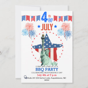 Anpassningsbar 4:e juli-inbjudan  Patriotic BBQ Pa Julkort