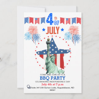 Anpassningsbar 4:e juli-inbjudan| Patriotic BBQ Pa Julkort