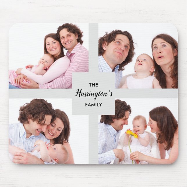 Anpassningsbar 4-familjefoton Samla rektangel Ram Musmatta (Framsidan)