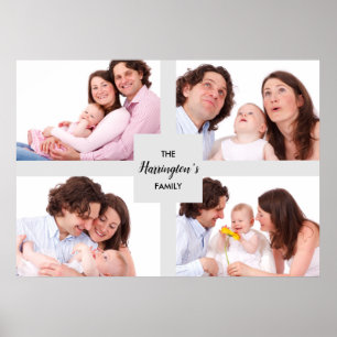 Anpassningsbar 4-familjefoton Samla rektangel Ram Poster