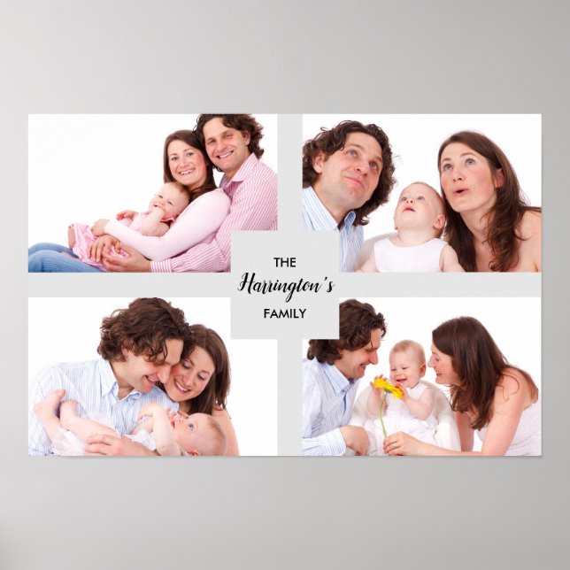 Anpassningsbar 4-familjefoton Samla rektangel Ram Poster (Framsidan)