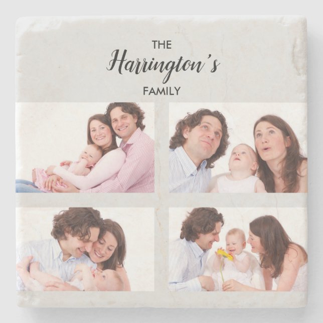 Anpassningsbar 4-familjefoton Samla rektangel Ram Stenunderlägg (Framsidan)