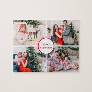 Anpassningsbar 4 Family Photo Collage God jul Pussel