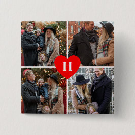 Anpassningsbar 4 Foscoage Red Heart Monogram Knapp