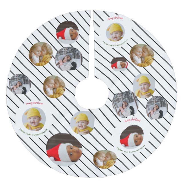 Anpassningsbar 4-foto 🎄 Helgdag jul Julgransmatta Borstad Polyester (Framsidan)