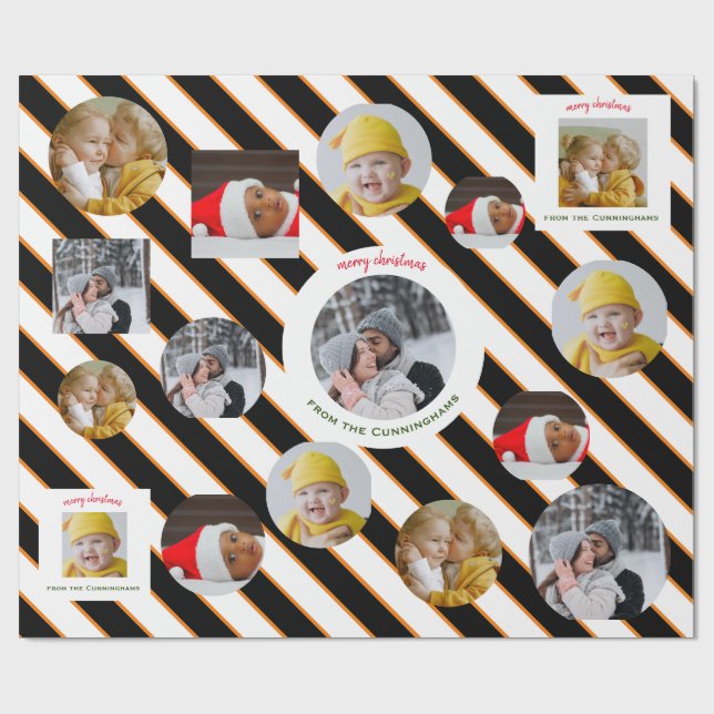 Anpassningsbar 4-foto 🎄 Helgdag julgåva Presentpapper (Platt)