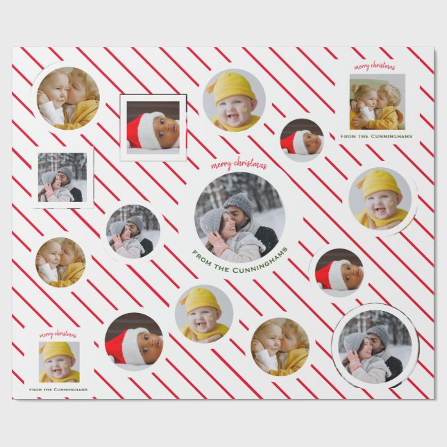 Anpassningsbar 4-foto 🎄 Helgdag julgåva Presentpapper (Platt)