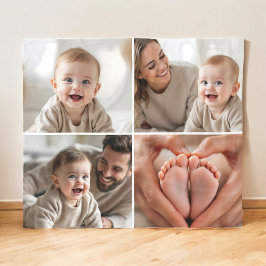 Anpassningsbar 4 Fotokollage Cute Baby Fleecefilt