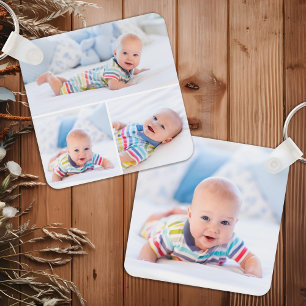 Anpassningsbar 4 Fotokollage Modern nyfödd Baby Nyckelring