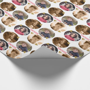 Anpassningsbar 4 Fotokollaps Guld Heart God jul Presentpapper