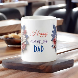 Anpassningsbar 4 juli: 3D Patriotic Flowers Kaffemugg