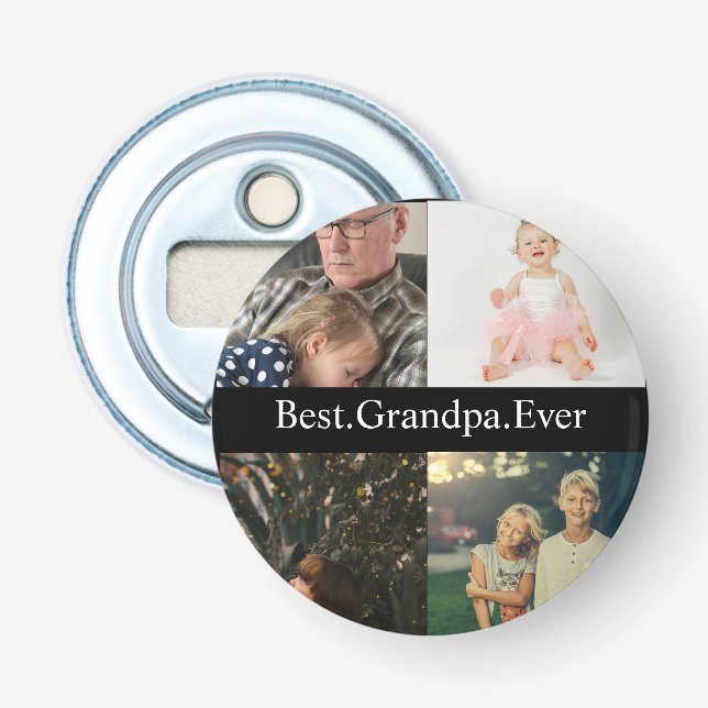 Anpassningsbar 4 Photo Collage Best Grandpa nånsin Flasköppnare (Framsidan)