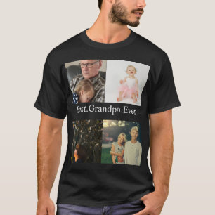 Anpassningsbar 4 Photo Collage Best Grandpa nånsin T Shirt